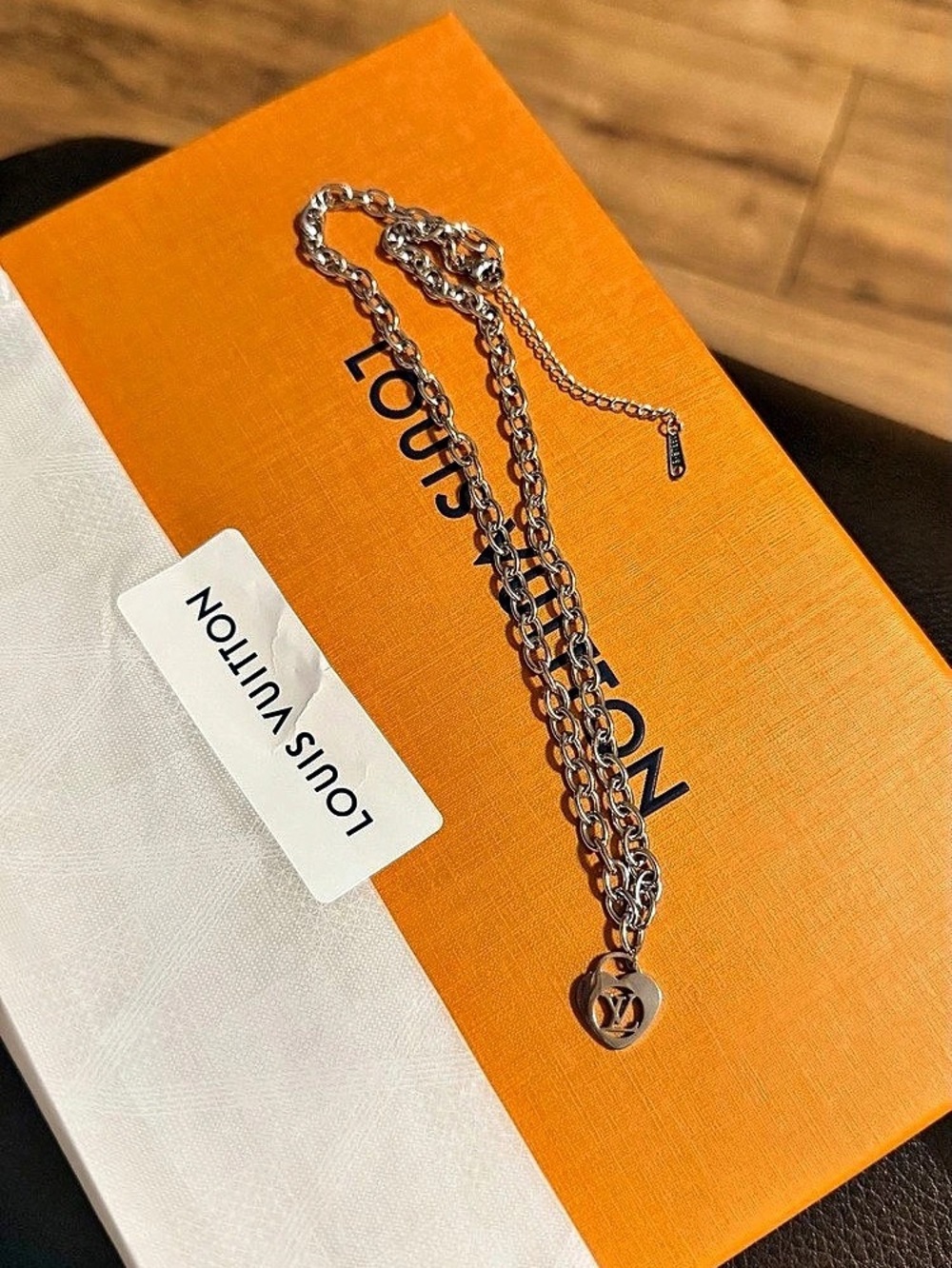 Louis Vuitton Silver Chain Pendant Necklace Like New